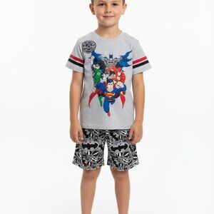 Justice League Boys Boy's Tee T Shirt Top & Short Set NWT